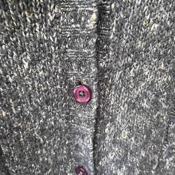 L.L. Bean Women's Button-Up Wool Cable Knit Cardigan Sweater Medium Blue - Picture 4 of 5